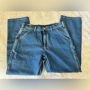 Hisea Men's Relaxed Denim Carpenter Jeans in Deep Blue